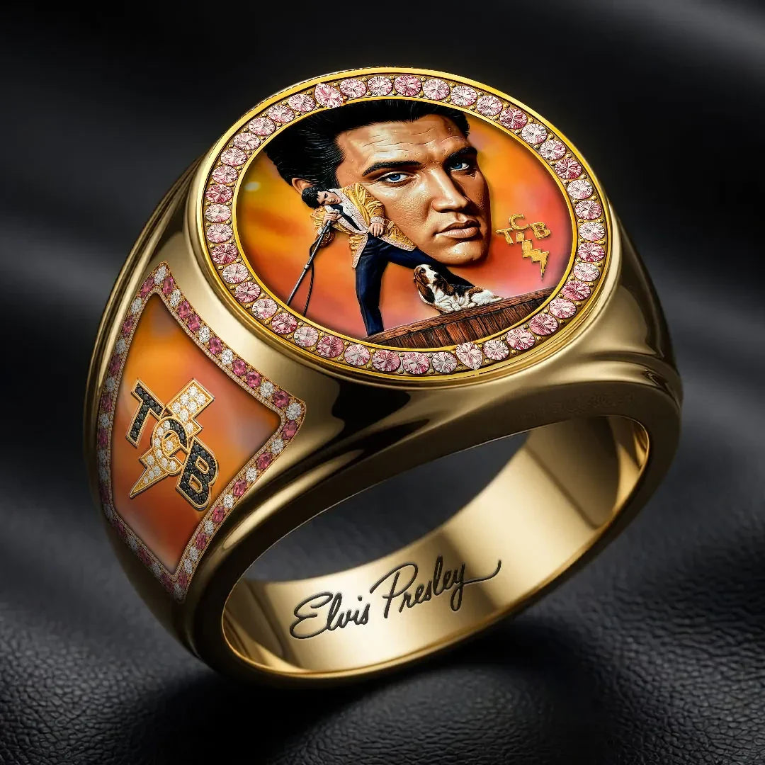 Elvis Presley Merch Elvis Presley King Of Pop Rock And Roll Ring Gift For Him - Merchluma