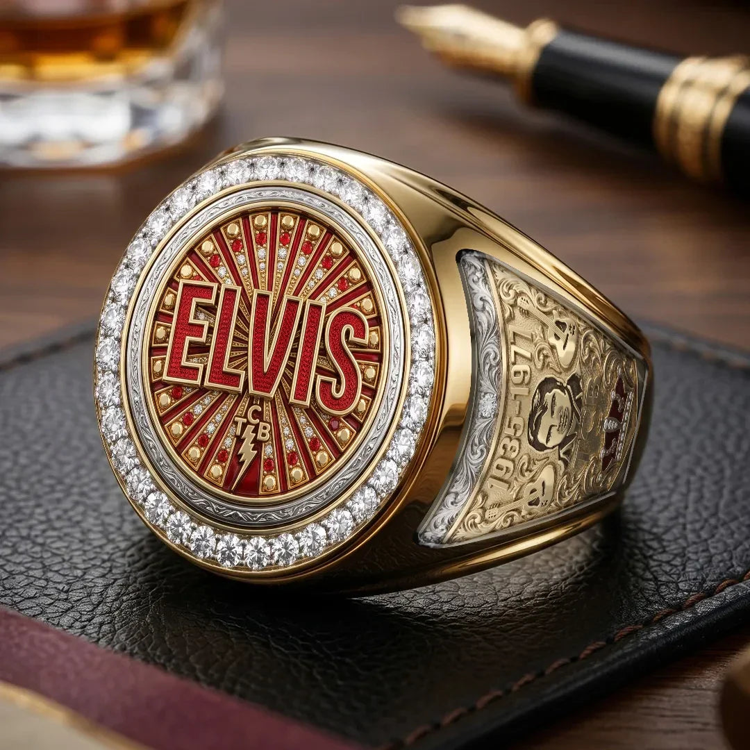 Elvis Presley Merch Elvis Presley King Of Rock And Roll Ring Best Gifts For Him - Merchluma