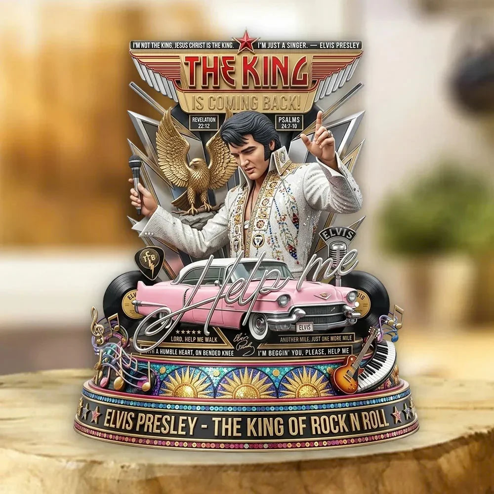 Elvis Presley Merch Elvis Presley King Of Rock And Roll 1935-1977 Acrylic Plaque Gifts For Him - Merchluma