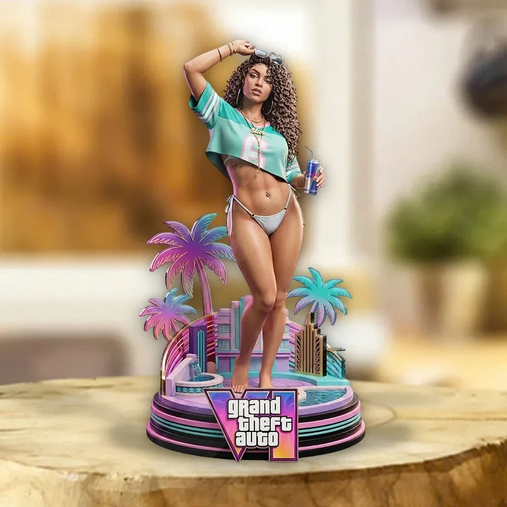 Grand Theft Auto VI Merch GTA 6 Cover Girl Acrylic Plaque Gift Ideas For Husband - Merchluma
