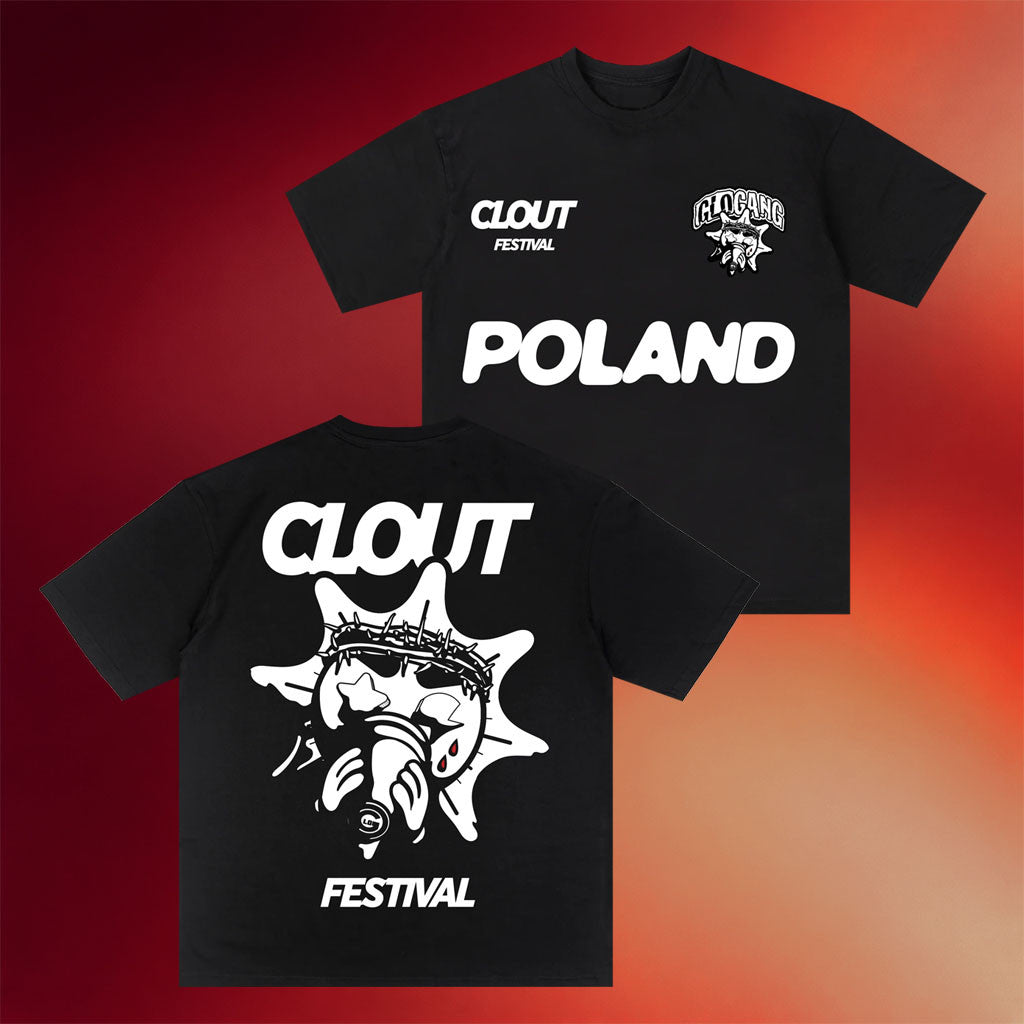 CLOUT Festival Merch 2026 GloGang X CLOUT Poland T-Shirt Gifts For Hip Hop Lovers - Merchluma