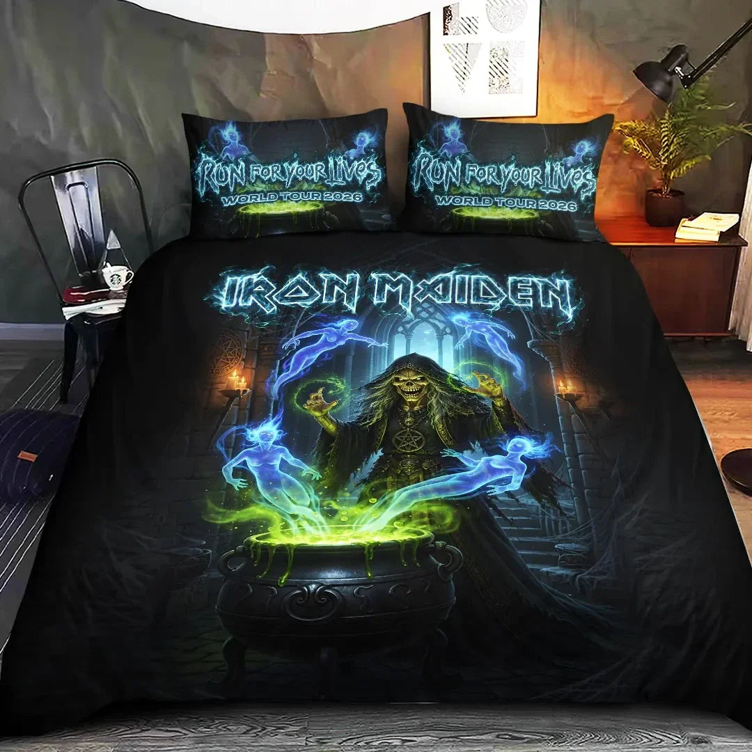 Iron Maiden 2026 World Tour Duvet Bedding Set Iron Maiden Merch Best Birthday Gift For Him - Merchluma