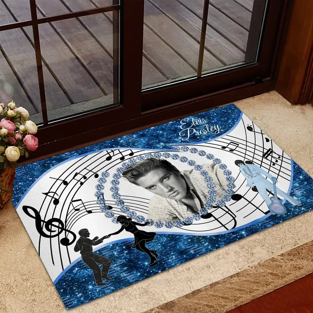 Elvis Presley Merch Elvis Presley King Of Rock And Roll 1935-1977 Doormat Present For Men - Merchluma