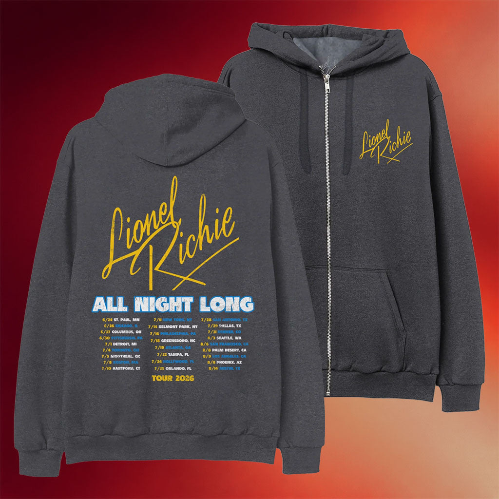 Lionel Richie Merch 2026 All Night Long Zip Hoodie Lionel Richie Tour Merch Gift For Music Fans - Merchluma