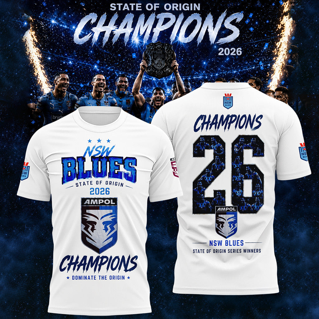 New South Wales Blues 2026 State Of Origin Champions T-Shirt NSW Blues Merch Brothers Gifts - Merchluma