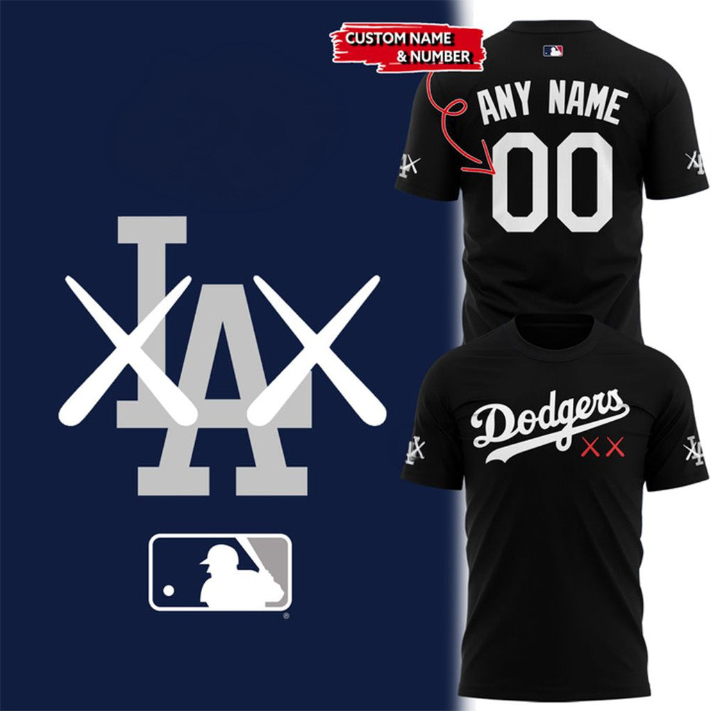 Personalized Los Angeles Dodgers X KAWS 2026 Special Black Shirt LA Dodgers Merch Gift For Him - Merchluma