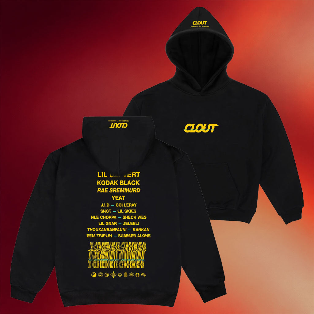 CLOUT Festival Merch 2026 CLOUT 2 0 Hoodie Powered By Samsung Hoodie Gift For Rapper Fans - Merchluma