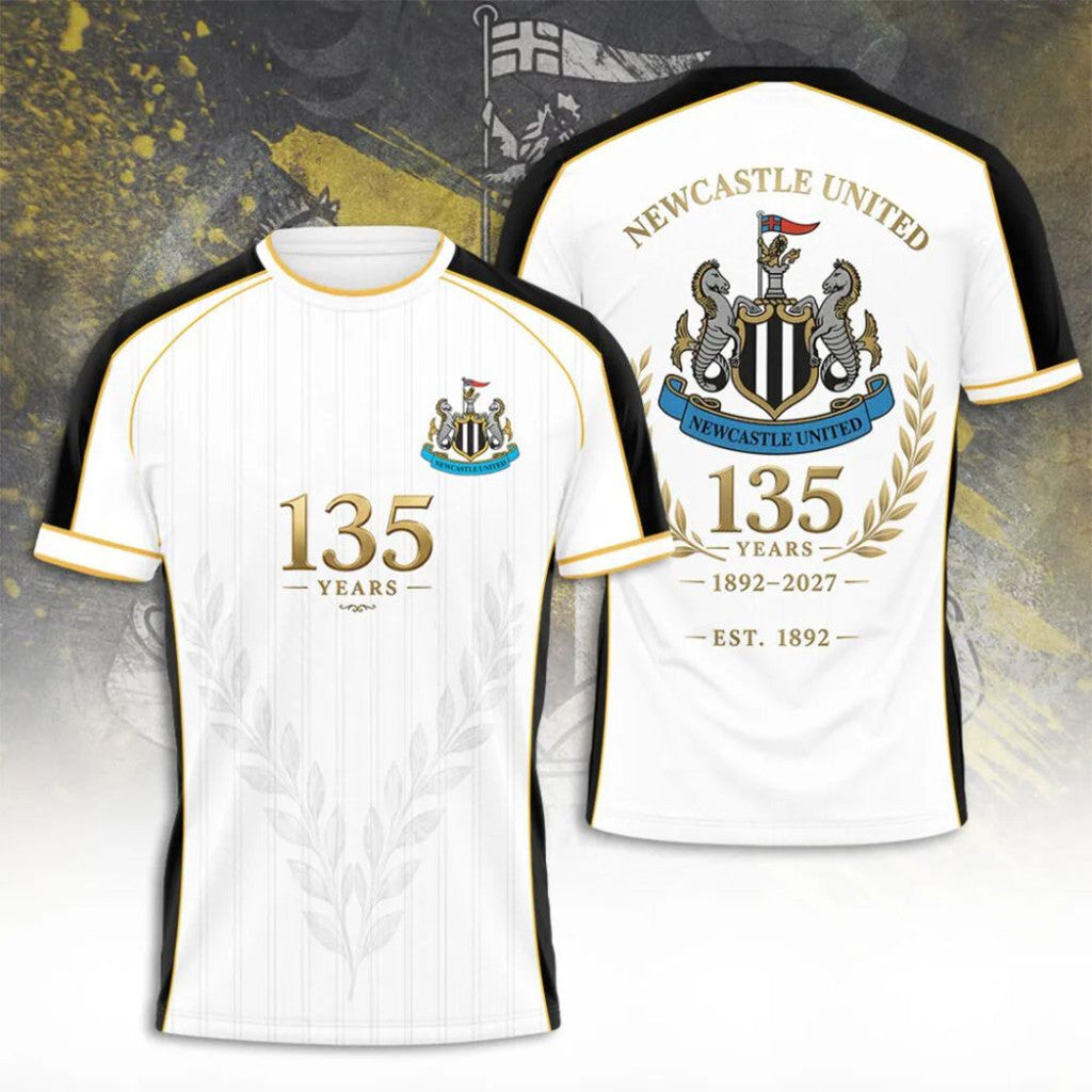 Newcastle United 135Th Anniversary White Shirt Newcastle United FC Merch Gift For Husband - Merchluma