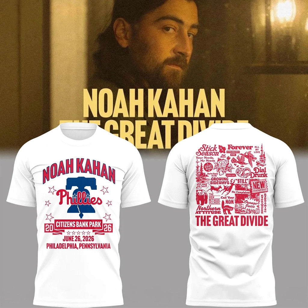 Noah Kahan The Great Divide Tour 2026 At Citizens Bank Park T-Shirt Noah Kahan Tour Merch White - Merchluma