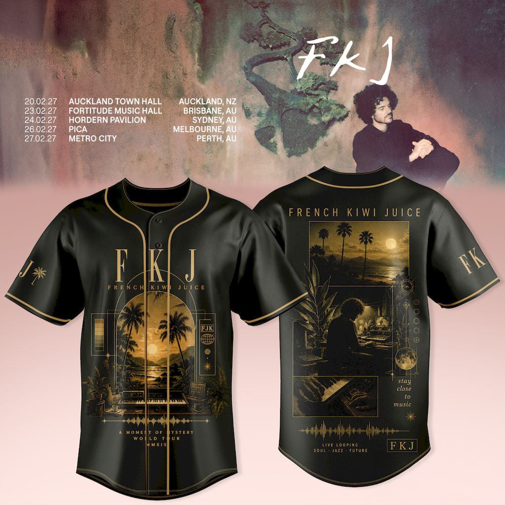 FKJ AUNZ Tour 2027 Baseball Jersey French Kiwi Juice Jersey FKJ Merch Gift For Music Lovers - Merchluma