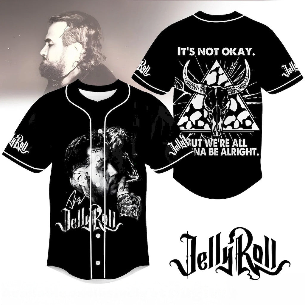 Jelly Roll It's Not Okay But We're All Gonna Be Alright Jersey 2026 Jelly Roll Merch Fan Gifts - Merchluma