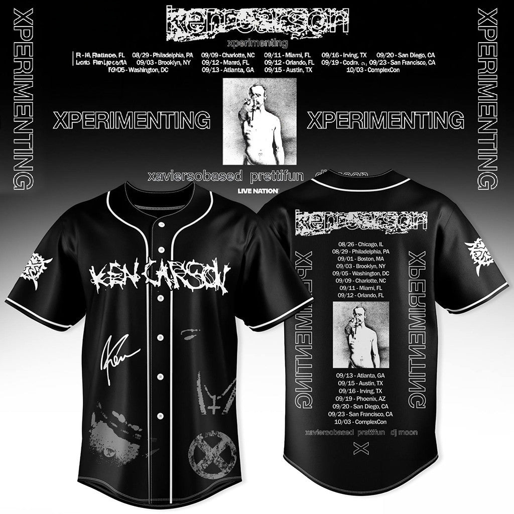 Ken Carson Xperimenting Baseball Jersey Black Ken Carson Tour Merch 2026 Gift For Rap Fans - Merchluma