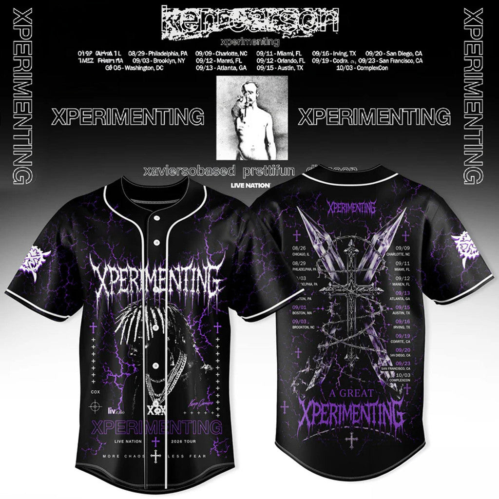 Ken Carson Xperimenting Black Baseball Jersey Ken Carson Tour Merch 2026 Gift For Rapper Fans - Merchluma