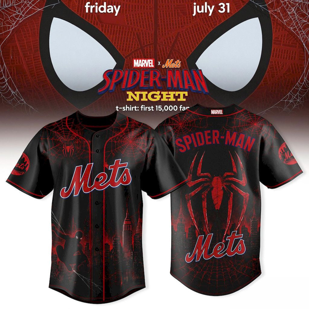 New York Mets Spider-Man Night Baseball Jersey 2026 NY Mets Merch Present For Brothers - Merchluma