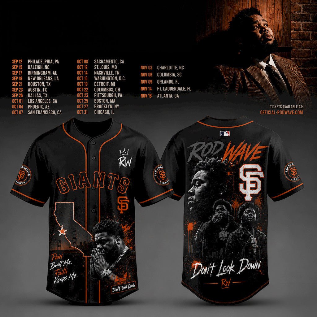 San Francisco Giants X Rod Wave Don't Look Down Tour 2026 Jersey SF Giants Merch Fan Gifts - Merchluma
