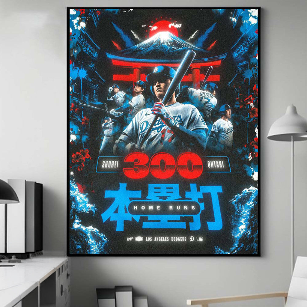 Shohei Ohtani Los Angeles Dodgers Merch 300 Career Home Runs Milestone Poster Gift Ideas - Merchluma