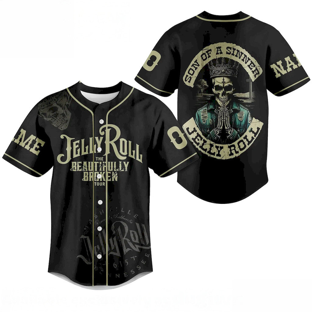 Personalized Jelly Roll The Beautifully Broken Tour Baseball Jersey 2026 Jelly Roll Merch - Merchluma