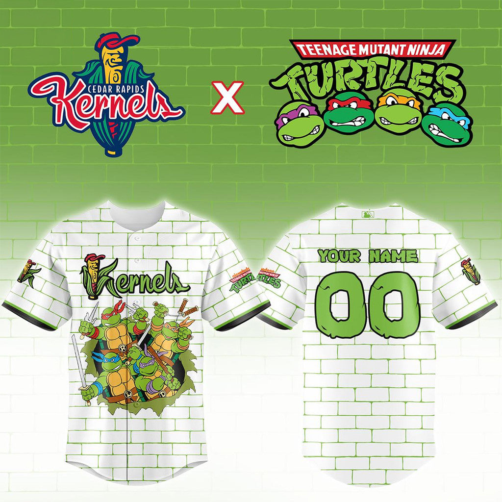 Personalized Cedar Rapids Kernels X Teenage Mutant Ninja Turtles 2026 Baseball Jersey Fan Merch - Merchluma