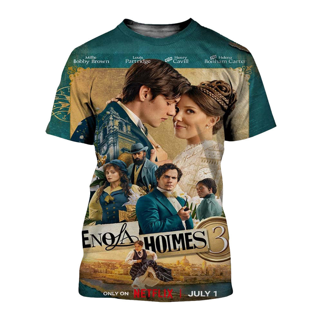 Enola Holmes 3 Merch Starring Millie Bobby Brown July 1 2026 Vintage T-Shirt Gifts For Fans - Merchluma