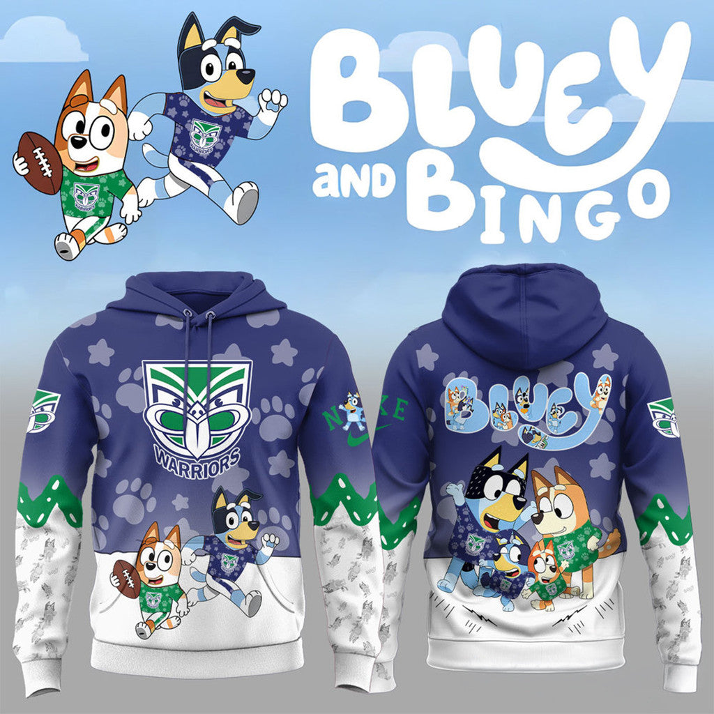 New Zealand Warriors Bluey And Bingo Special Edition Hoodie 2026 NZ Warriors Merch Gift For Son - Merchluma