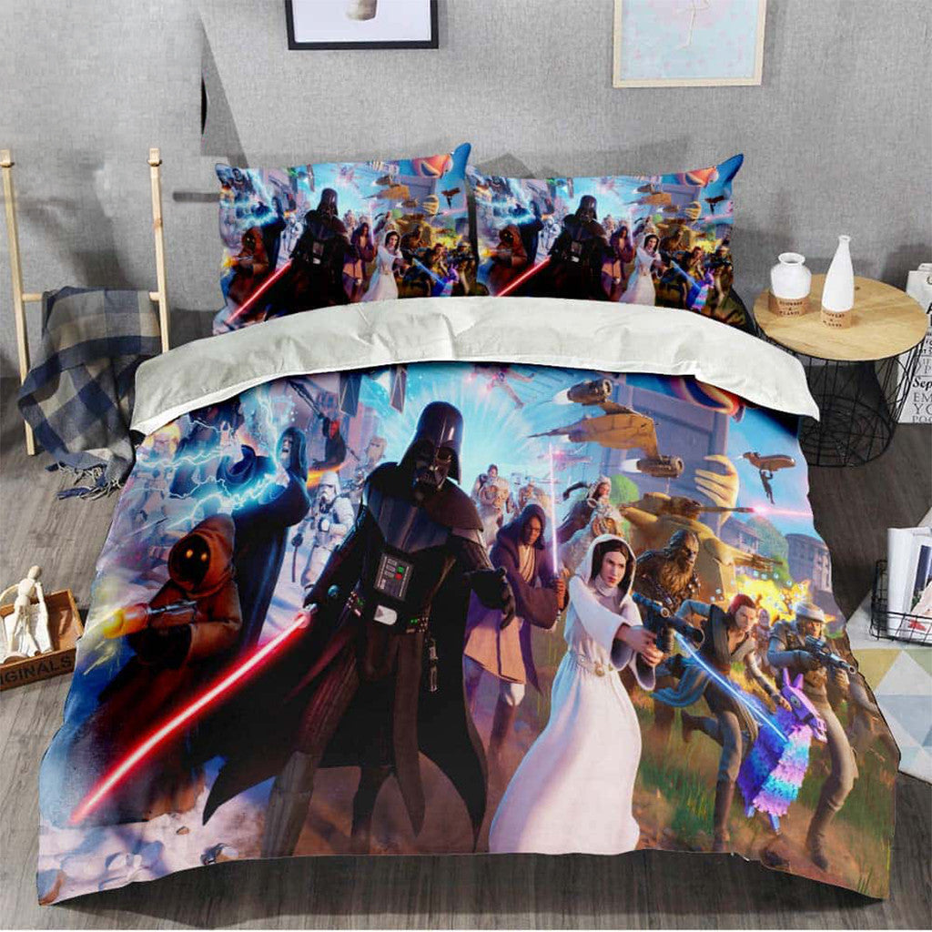 Fortnite X Star Wars Galaxy Of Game Bedding Set Star Wars Merch Present For Husband - Merchluma