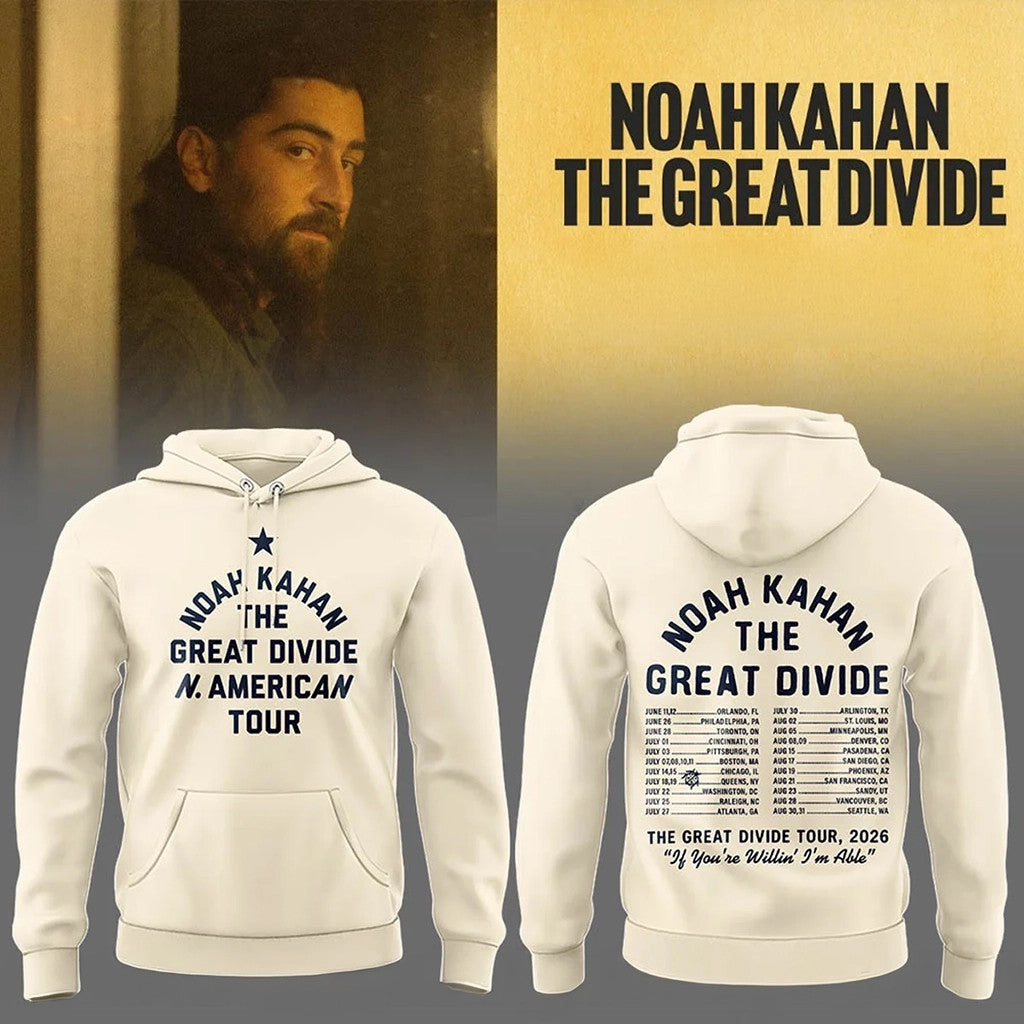 Noah Kahan Merch Tour 2026 NK The Great Divide Tour Hoodie Music Fan Hooded Sweatshirt Gifts - Merchluma