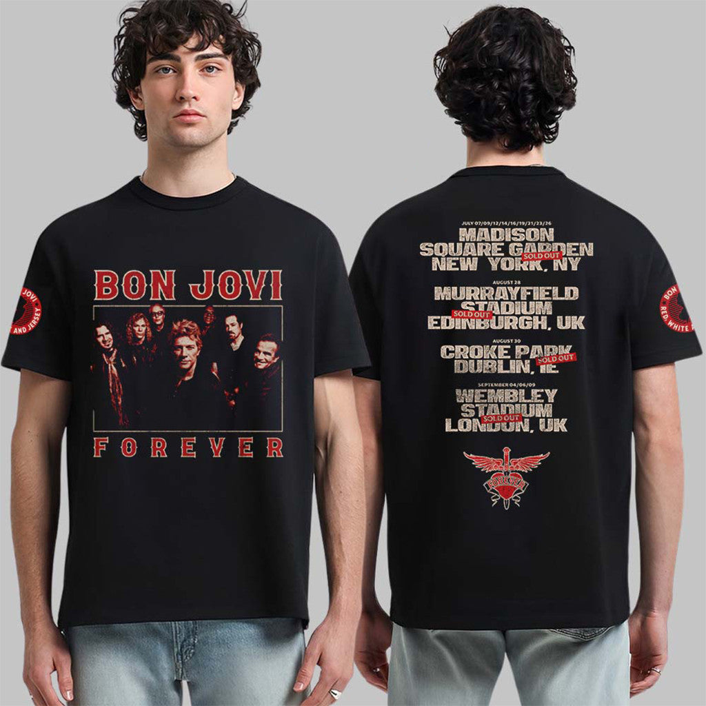 Bon Jovi Forever Tour 2026 Merch Bon Jovi Band Photo T-Shirt Useful Gifts For Husband - Merchluma