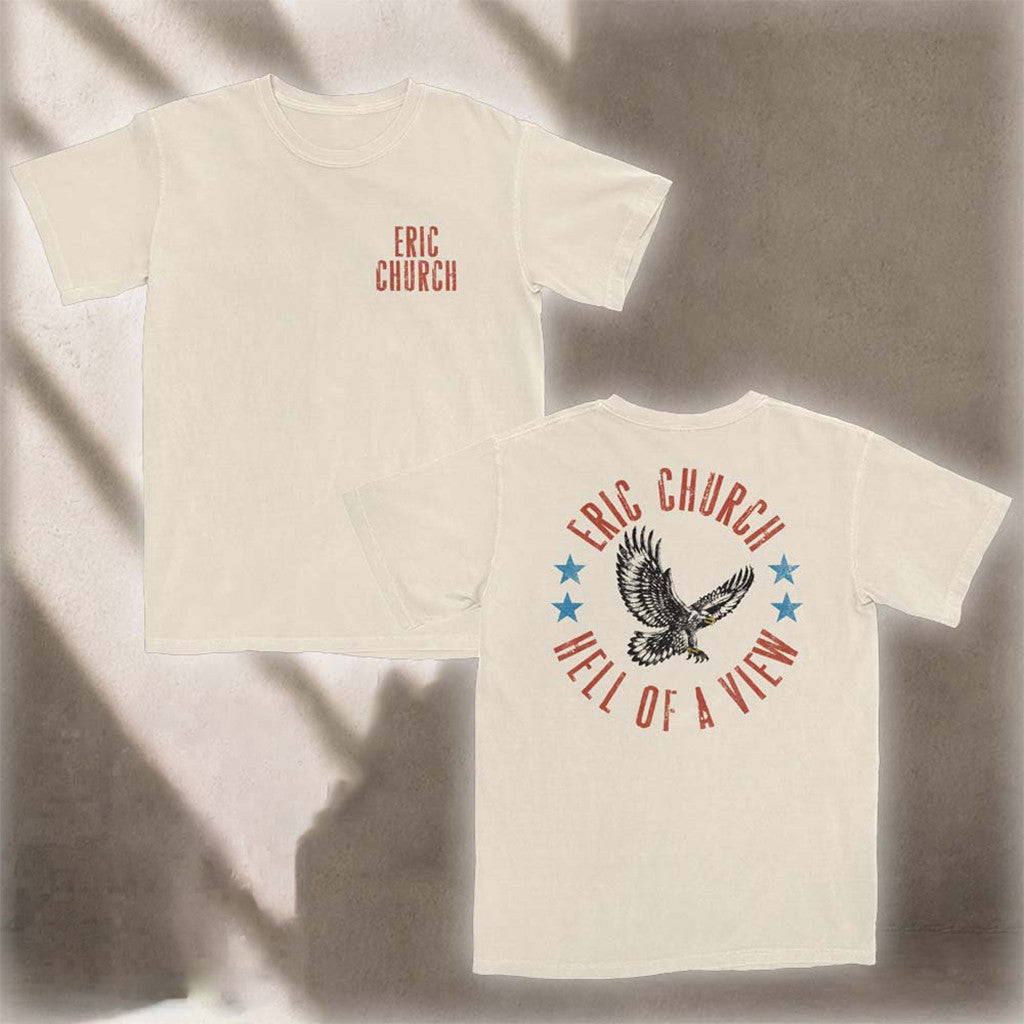 Eric Church Natural Eagle Hell Of A View Graphic T-Shirt Eric Church Merch Best Gifts - Merchluma