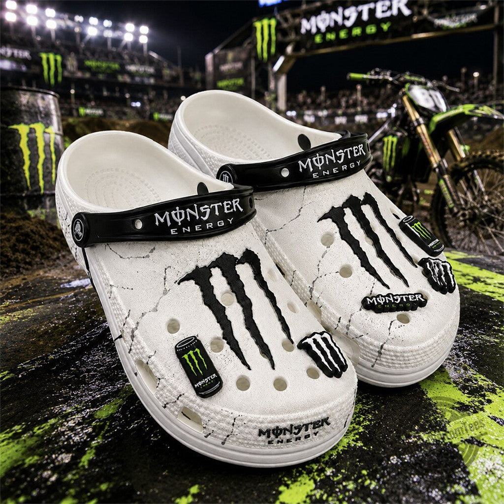 Monster Energy White Clogs Crocs 2026 Monster Energy Merch Useful Gifts For Dad - Merchluma
