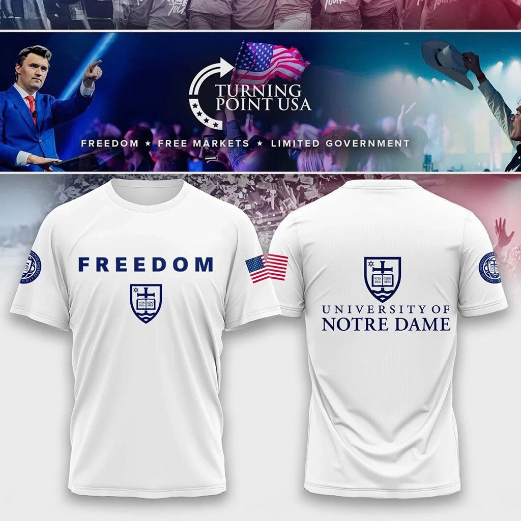Notre Dame Campus Freedom X Turning Point USA T-Shirt TPUSA Merch Cool Gift For Dad - Merchluma