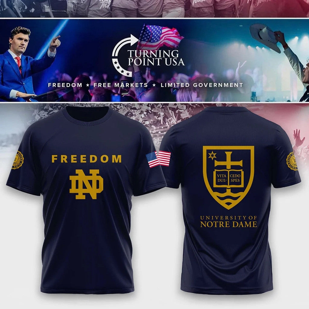 Notre Dame Campus X Freedom Turning Point USA T-Shirt 2026 TPUSA Merch Gift For Brother - Merchluma