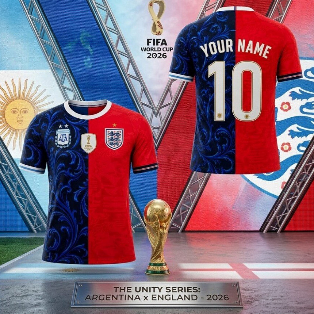 Personalized Argentina X England Merch FIFA World Cup 2026 Mashup T-Shirt Gifts For Die Hard Fans - Merchluma