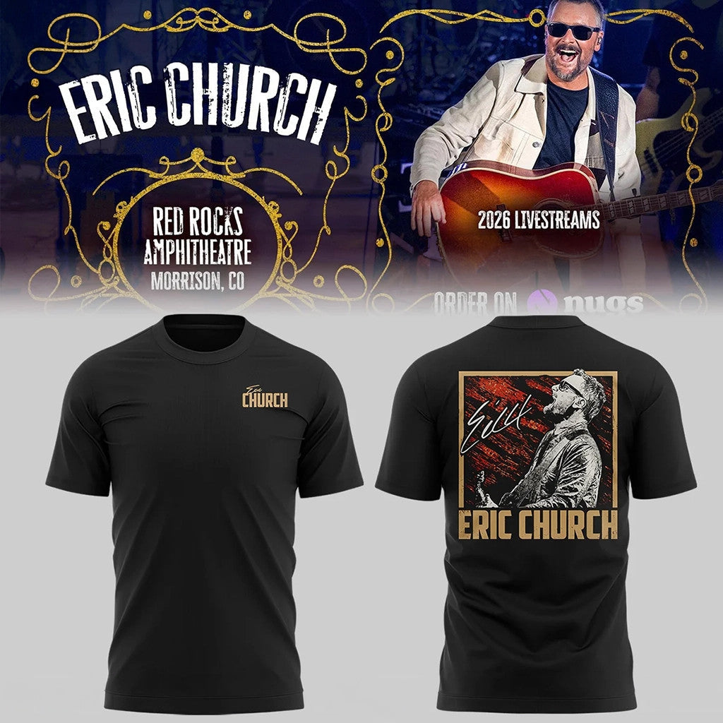 Eric Church Red Rocks Amphitheatre Shirt 2026 Eric Church Red Rocks Merch Gift For Music Fans - Merchluma
