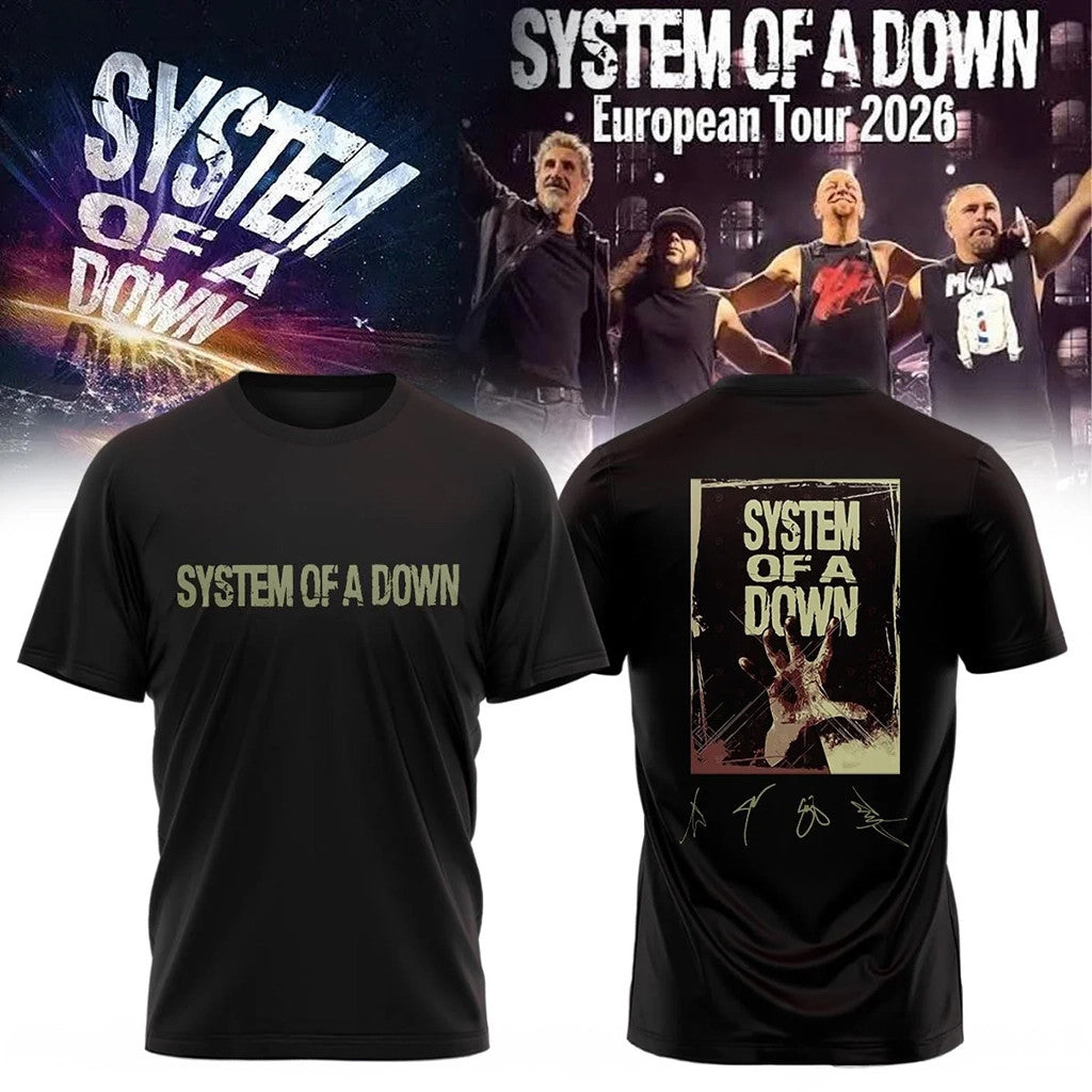 SOAD Merch 2026 System Of A Down Europe UK Stadium Tour Signature Shirt Metal Band Fans Gifts - Merchluma