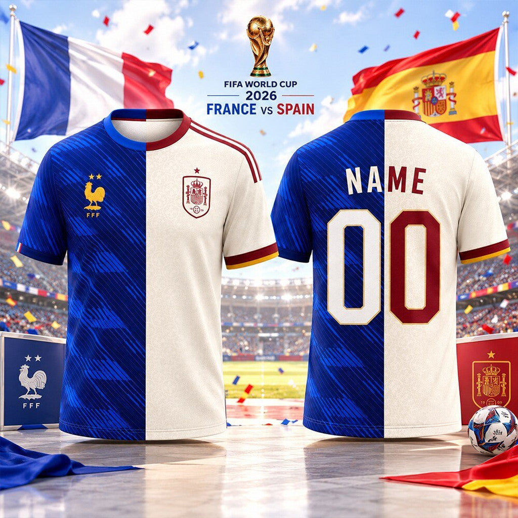 Personalized Spain X France 2026 FIFA World Cup Mashup T-Shirt Game Day Shirt Gift For Men - Merchluma