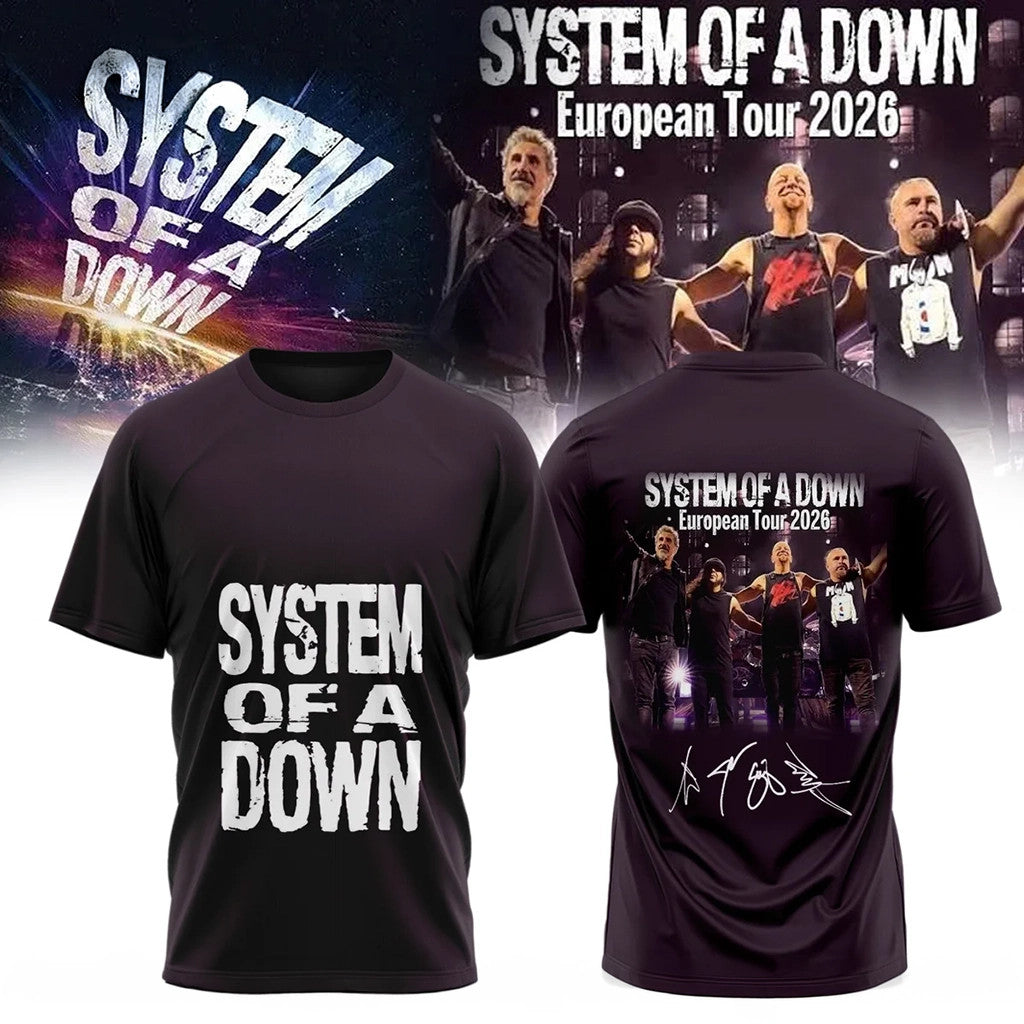 SOAD Merch 2026 System Of A Down Europe UK Stadium Tour Signature Shirt Gift For Band Fans - Merchluma