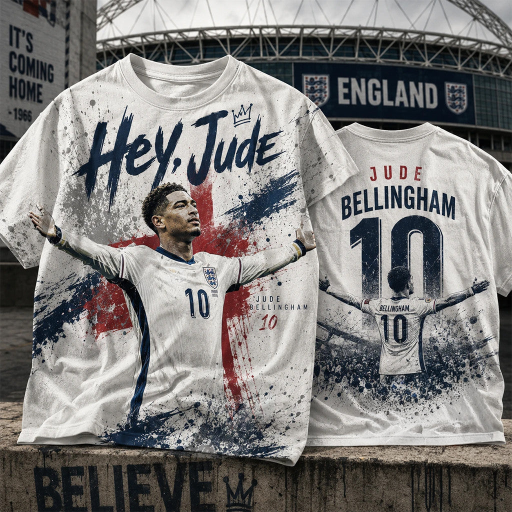 Jude Bellingham T-Shirt #10 Hey Jude England National Team 2026 World Cup Merch Fan Gifts - Merchluma