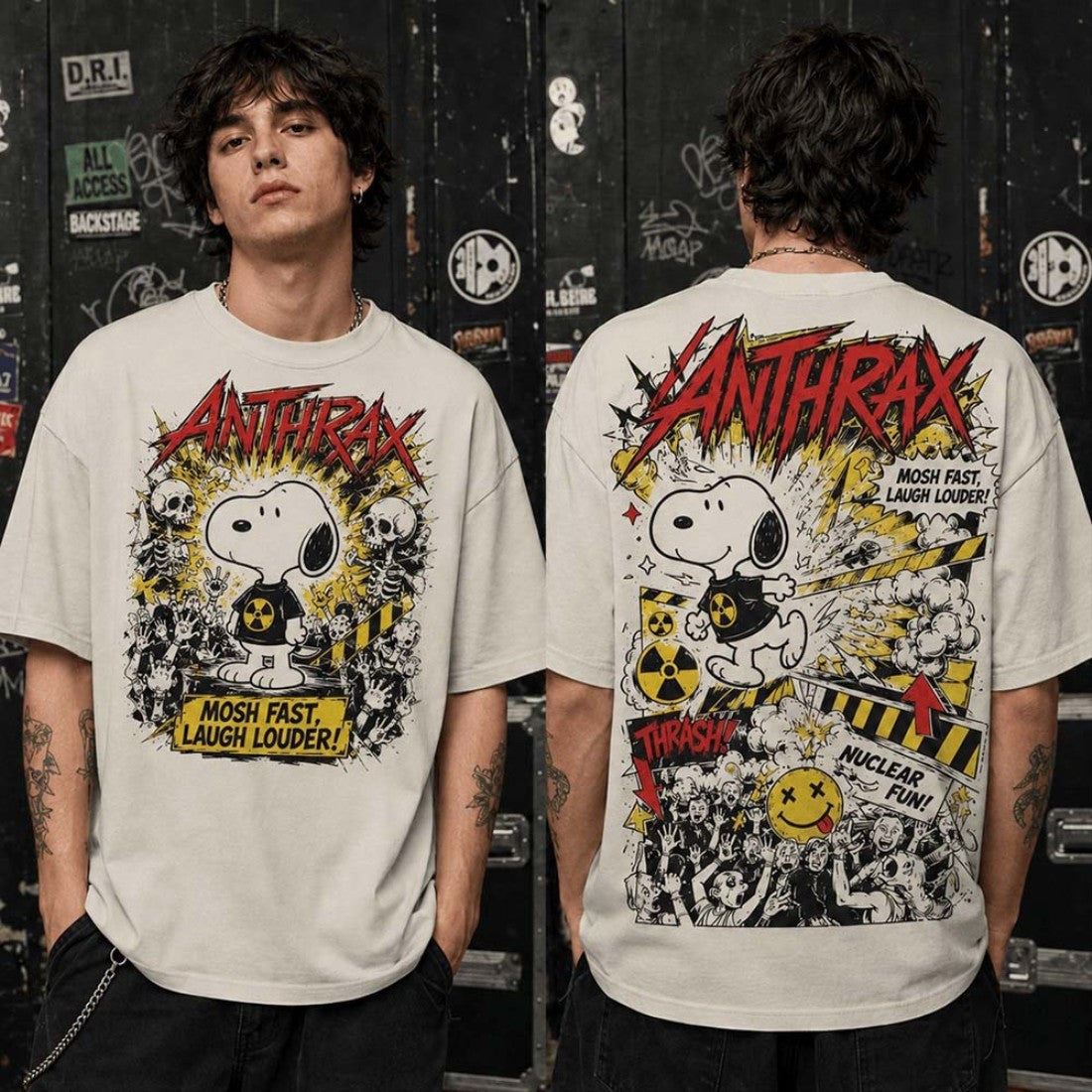 Snoopy X Anthrax Mosh Fast Laugh Louder T-Shirt Snoopy Merch Birthday Gift For Him - Merchluma