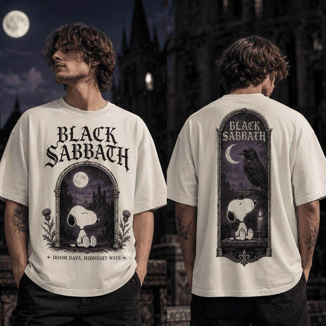 Snoopy X Black Sabbath Doom Days Midnight Ways T-Shirt Black Sabbath Merch Present - Merchluma