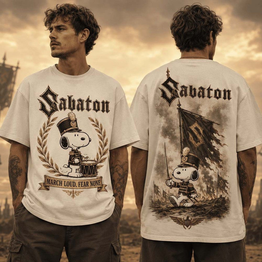 Snoopy X Sabaton March Loud Fear None T-Shirt Sabaton Merch Meaningful Gifts For Brother - Merchluma