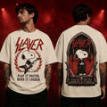 Snoopy X Slayer Play It Faster Burn It Louder T-Shirt Slayer Merch Gifts For My Brother - Merchluma