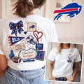 Buffalo Bills Mom T-Shirt Floral Bow Football Patch Merch Birthday Present For Fan - Merchluma
