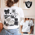 Las Vegas Raiders Merch Raiders Floral Bow Football Patch T-Shirt Birthday Presents For Her - Merchluma