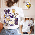 Minnesota Vikings Merch Vikings Floral Bow Football Patch T-Shirt Fan Gift - Merchluma