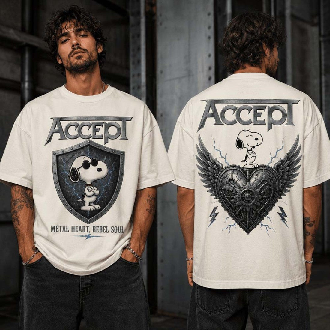Snoopy X Accept Metal Heart T-Shirt Snoopy Merch Best Birthday Gift For Brother - Merchluma