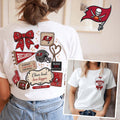 Tampa Bay Buccaneers Merch Tampa Bay Buccaneers Floral Bow Football Patch T-Shirt Best Gifts - Merchluma