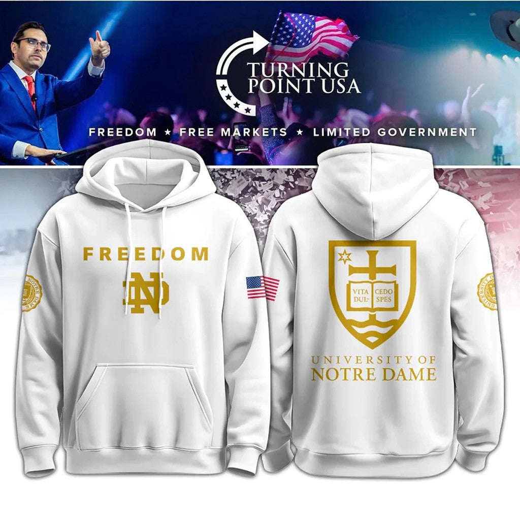 Notre Dame Campus Freedom X Turning Point USA Hoodie TPUSA Merch Gift For Brothers - Merchluma