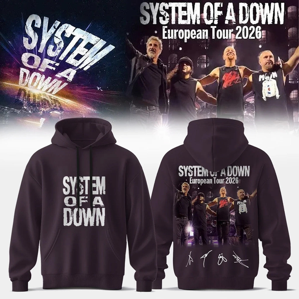 System Of A Down Europe UK Stadium Tour 2026 Signature Hoodie SOAD Merch Gift For Dad - Merchluma
