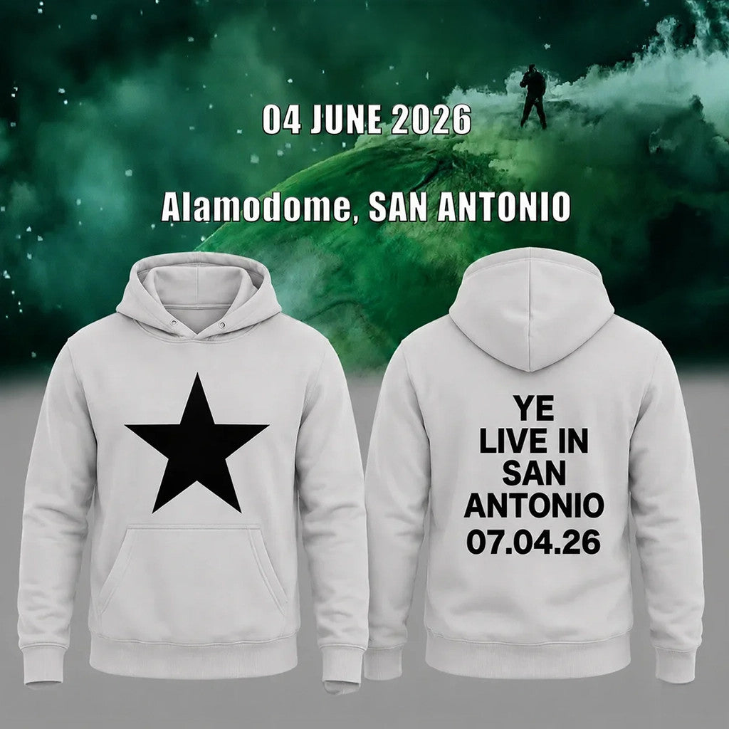YE Merch 2026 Ye Live Concert Tour San Antonio White Hoodie Kanye West Tour Merch Fan Gifts - Merchluma
