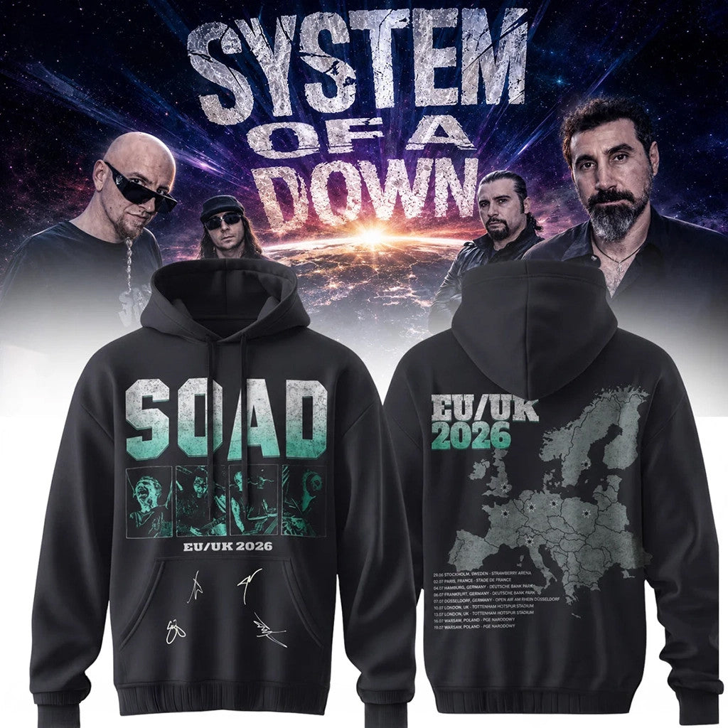 SOAD Tour Merch 2026 System Of A Down EU Uk Tour Signature Hoodie Music Fan Apparel - Merchluma